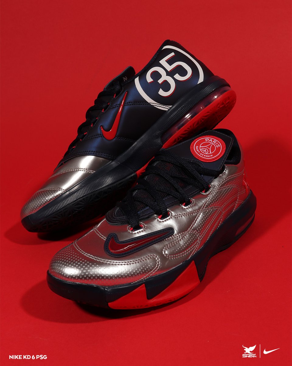 Shiekh's tweet photo. Step into Parisian heat with the Nike KD 6 x Paris Saint-Germain 🔥⚽
Metallic Silver. College Navy. Global Red.
Where basketball meets football legend Now at Shiekh.
https://t.co/G8OxaOYojJ
#Nike #KD6 #PSG #SneakerDrop #Shiekh https://t.co/GgDMdDwGn4