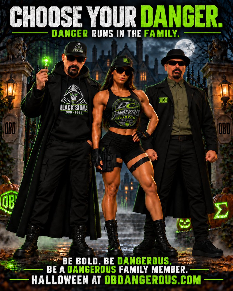 OBDangerous1962's tweet photo. 🎃 Halloween is coming. Choose your danger.

BLACK SIGMA. DANGEROUS CURVES. Or build a dangerous look of your own.

BE BOLD. BE DANGEROUS.
BE A DANGEROUS FAMILY MEMBER.
Shop now: https://t.co/BCxMRludG7

#OBDangerous #ChooseYourDanger #HalloweenStyle https://t.co/FZ6qBsf28q