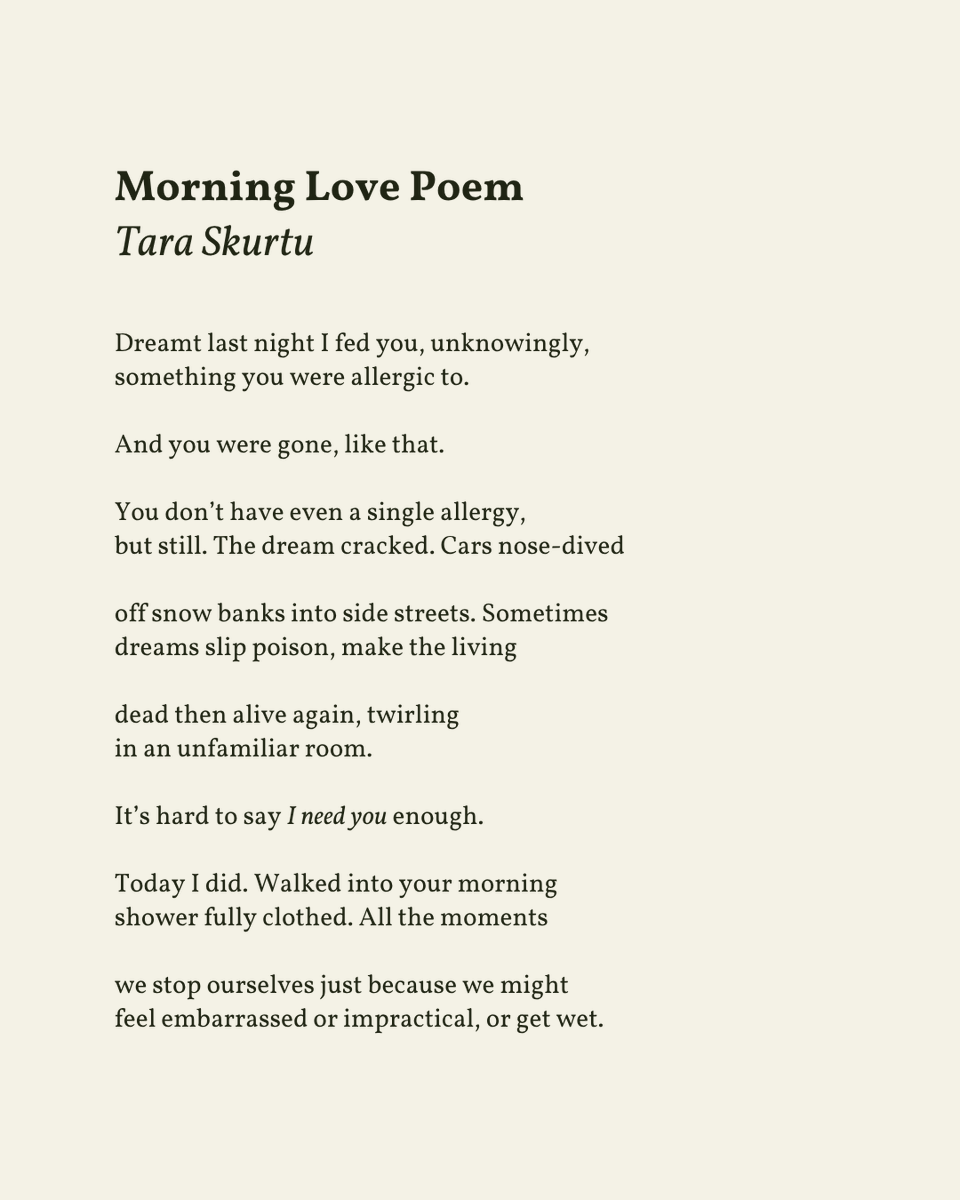 readalittlepoem's tweet photo. “It’s hard to say I need you enough.”

— Tara Skurtu (@TaraSkurtu) https://t.co/wuFIMmHIcX