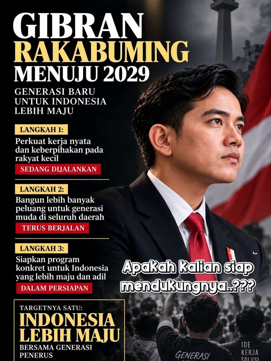 KiEdySularno's tweet photo. Gibran Rakabuming Raka Menuju 2029
Pemimpin Muda Berkharisma 
Pemimpin Masa Depan 🇮🇩 https://t.co/HjKy5MK6D4