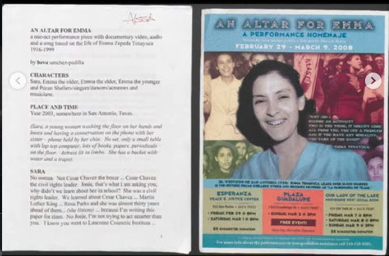 UTSA_Libraries's tweet photo. 🚨 New collection! The papers of San Antonio playwright, Chicana activist, artist, educator, poet, songwriter &amp; performer Maria Ibarra are now open for research in our Chicano Research Collections. Schedule an appt: SpecialCollections@utsa.edu. #teatrochicana #theatrearchives https://t.co/QDN62mtBdX