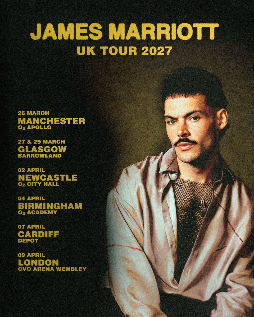 TicketmasterUK's tweet photo. JUST ANNOUNCED 🚨

James Marriott has announced UK tour dates for March and April 2027 in celebration of his third full-length album, Warning Signs.

🎟️Tickets on sale 09:00, Fri 2 Oct https://t.co/EyfruatW7X