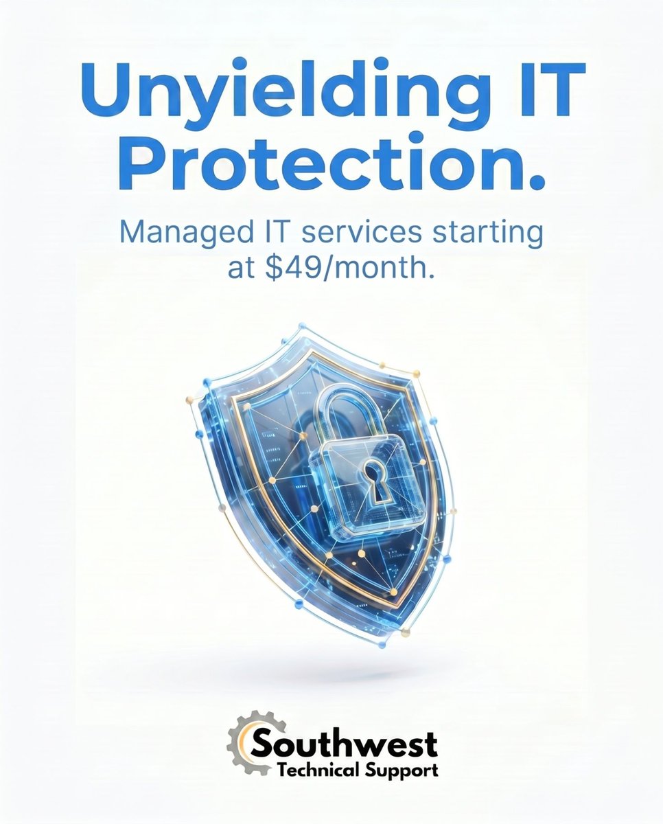 SupportSwt26513's tweet photo. Is your business one glitch away from a shutdown? 🛡️ Stop relying on luck. Get unyielding IT protection starting at just $49/mo. We treat your tech like our own to keep you secure.

#CyberSecurity #ManagedIT #TechSupport #Business https://t.co/isY8D9Z3yr