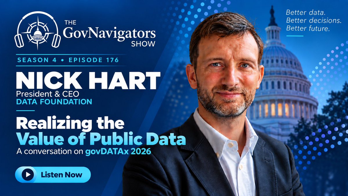 NickRHart's tweet photo. Joined @GovNavigators this week to debrief #govDATAx and talk federal data: the progress agencies are making, balancing representation with privacy, and why good public data is key to fighting fraud. (Yes, Jaws came up.) Thanks to @Allocore for sponsoring.

https://t.co/4M5eVAQEid