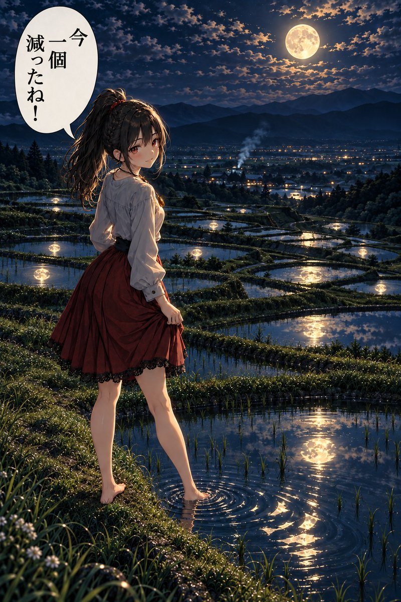 EtnaFaelce's tweet photo. @p_en_pen #クリエピ
テーマ「同じもの100個」で『田毎の月』 https://t.co/ZAIvydkO4b
