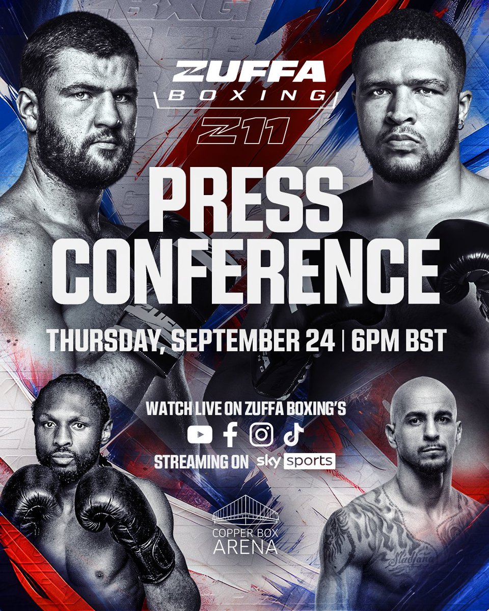 Zuffa_Boxing's tweet photo. Mic’s are hot 🔥

Stream the #ZuffaBoxing11 Press Conference on @SkySports!

🗓️ THURS SEP 24 |  ⏰ 6pm BST https://t.co/hzWXeNdvht