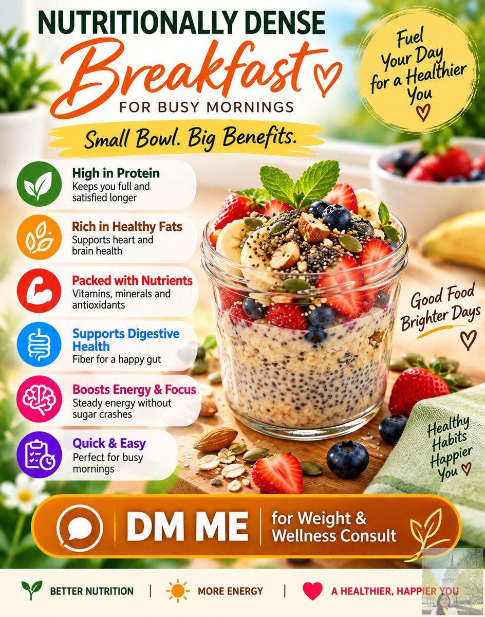 BOOSTHealth6's tweet photo. 🌞 Busy mornings don’t have to mean poor nutrition!

Save this breakfast idea for your next busy morning! ❤️

📩 DM me for a personalized weight &amp; wellness consultation.

#HealthyBreakfast #Nutrition #WeightManagement #Wellness #LifestyleMedicine #HealthyHabits https://t.co/q4UveqaKoa