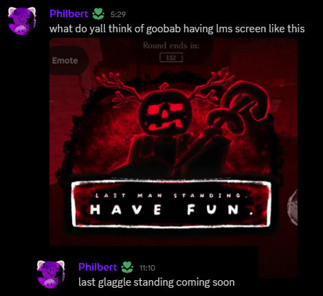 goobabnews's tweet photo. A "Last Glaggle Standing" system will be added with lms screens, just like Diddysaken! https://t.co/sg1ieC8dpQ