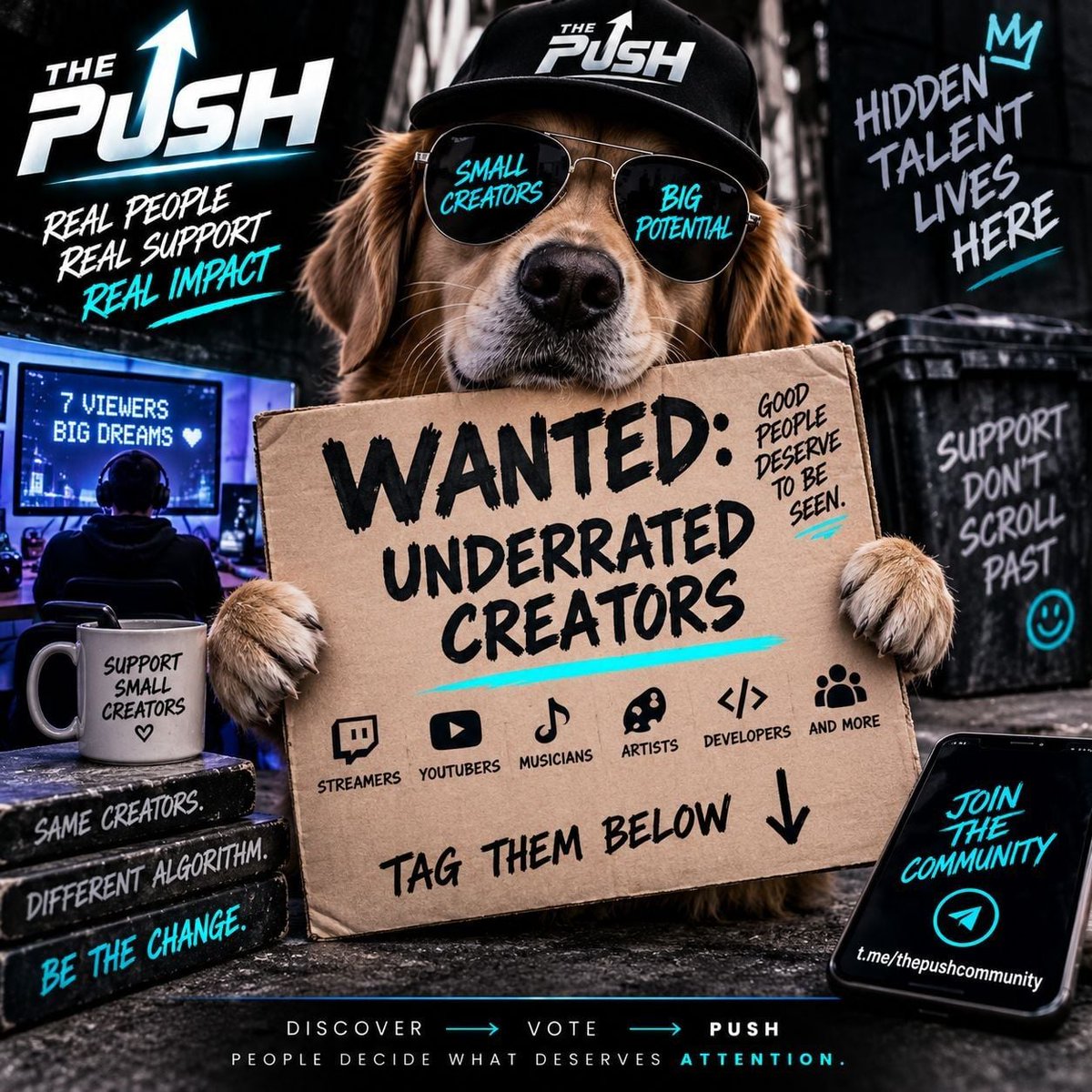 ThePushHQ's tweet photo. The Push Discord HQ is live.

Rooms for discoveries, Creator Showcases, Pushes, Raider wins, and creator collaboration.

Join the HQ: https://t.co/rOctY7OHTq https://t.co/NMcGDW1G0H