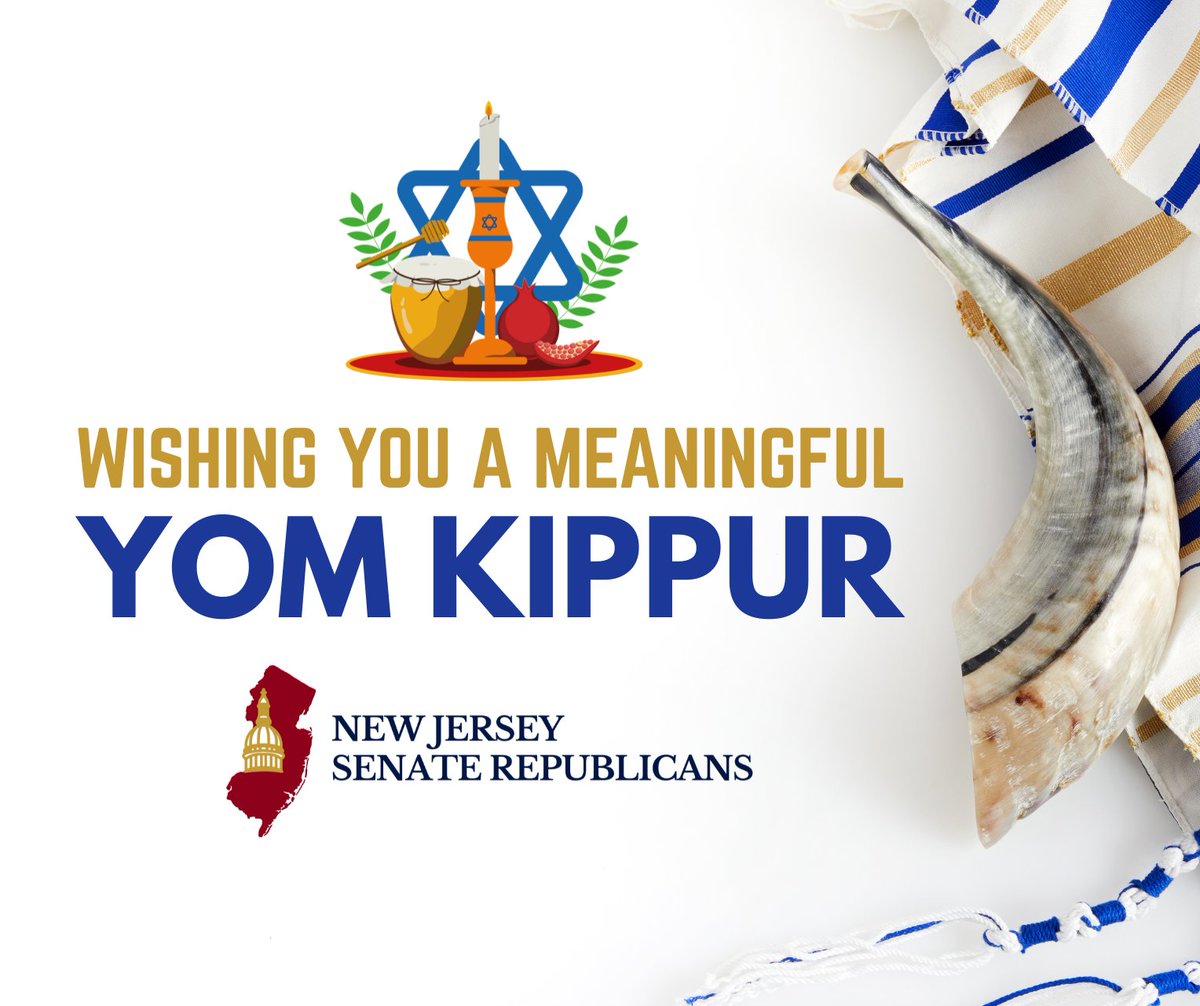 NJSenateGOP's tweet photo. Wishing all who observe a peaceful Yom Kippur.

May this sacred Day of Atonement be a time of reflection and bring a year filled with blessings to you and your loved ones. https://t.co/FIOVUz9uoI