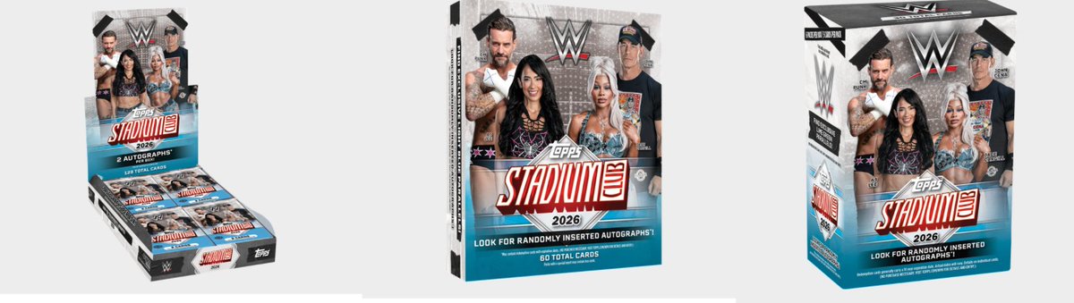 CardPurchaser's tweet photo. 2026 Topps Stadium Club WWE Pre-Orders at Topps #ad 

Hobby, Mega and Value Boxes 

Product Page: https://t.co/qhG2XVkqbQ
Boxes &amp; Packs: https://t.co/Dvh5Th633T https://t.co/V0FrtSyfNf