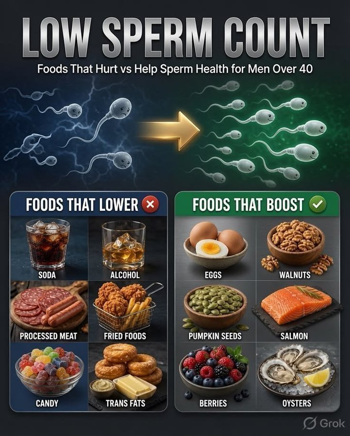 mr_kayros's tweet photo. Foods for Men's Fertility Over 40.

 Boost Sperm Count and Health🤟 https://t.co/s6fK9lCGHy