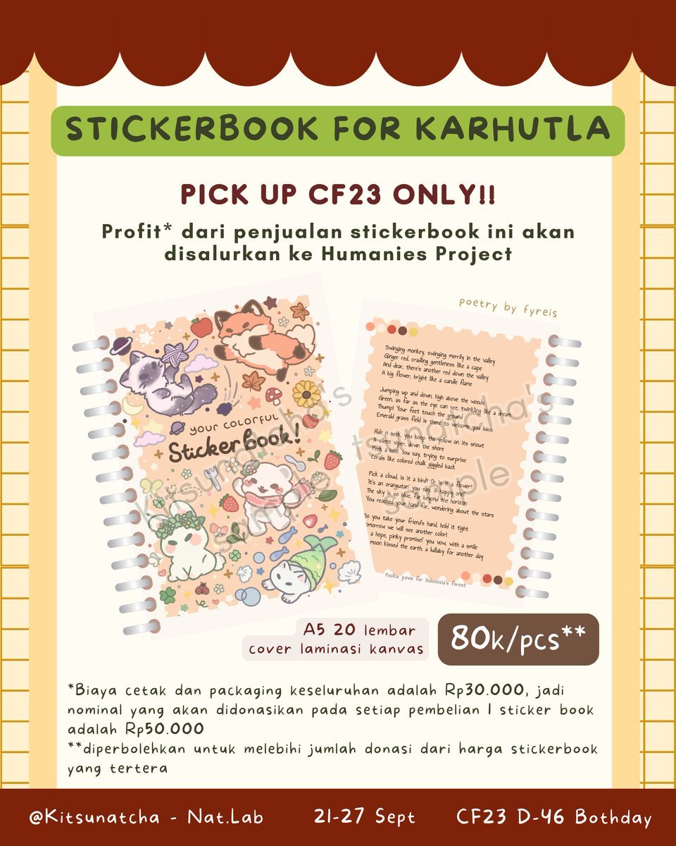 Kitsunatcha's tweet photo. [💕 &amp; 🔃 very appreciated]
Pookie Paws Merch for Donation

✨21-27 Sept
🐾 Pick up #CF23 ONLY (bothdays)
✨Tadika Ber-Uang D46

Profit akan didonasikan melalui Humanies Project untuk penanganan karhutla (kebakaran hutan dan lahan) di Kalimantan

⬇️ sample pict &amp; jotform https://t.co/KncVgmX4JC