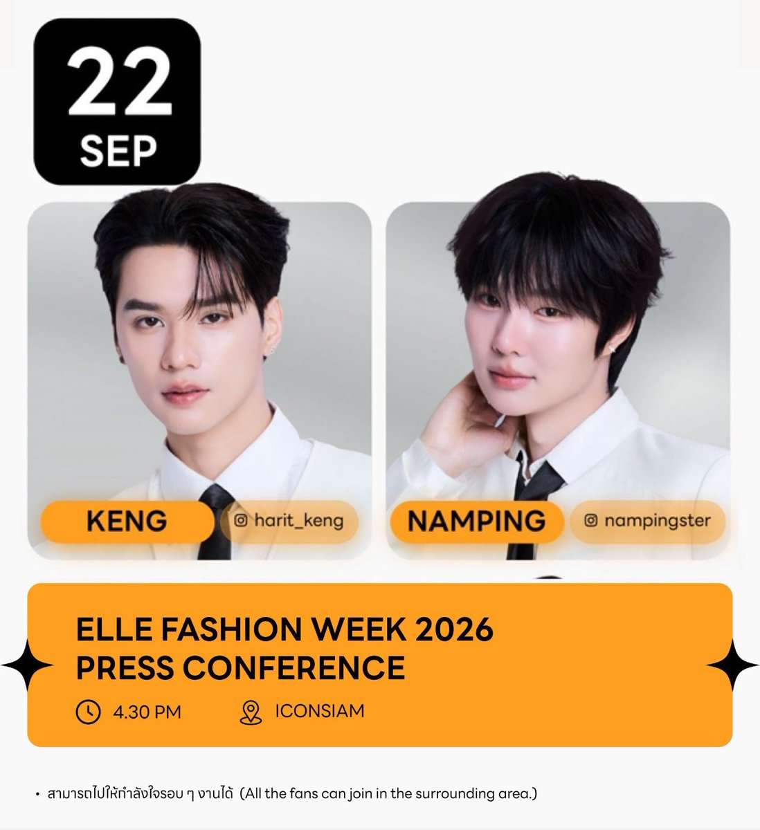 pitchy1a's tweet photo. 📣📣ป้าโอ๋ฝากรีกระจายข่าวหน่อยคั้บบ!! พรุ่งนี้มีงานแฟใหญ่เบิ้มมม!✨ พาน้องขึ้น Trend 1 เก็บเอนเกจ X กับ IG เริ่ดๆ กันน🔥🥹📈 ((Tag/ KW/ เวลาเริ่ม Trend รอบ้านประกาศงับ))💖⭐️

🔥พรุ่งนี้ 16.30 น. มีแถลงข่าวงาน ELLE✨

🔥พรุ่งนี้ 16.30 น. มีแถลงข่าวงาน ELLE✨

((✨กด Start Trend พร้อมกันน้าอ้วมม📈))

#KengNamping #เก่งน้ำปิง
#KengHarit #nampingster