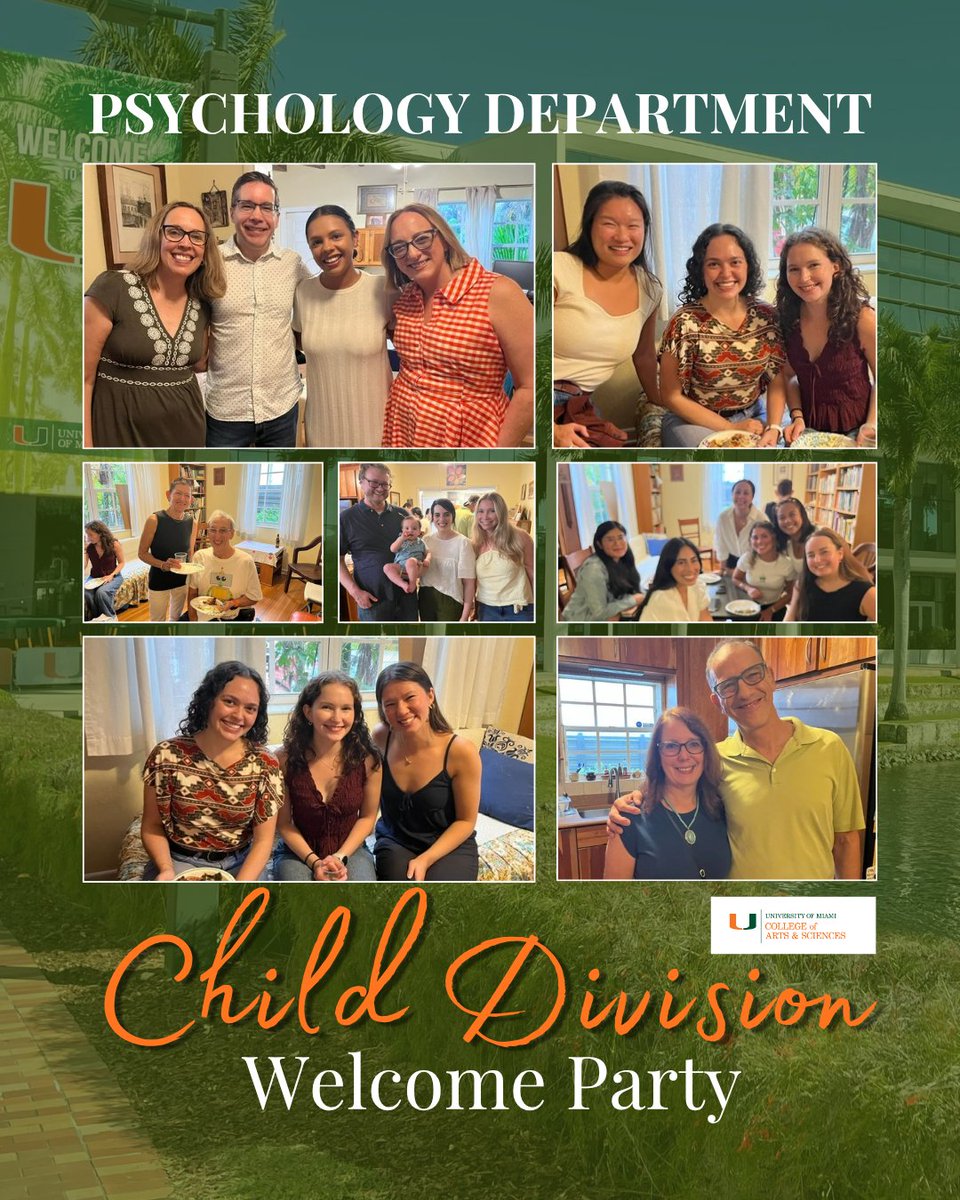 UMiamiPsych's tweet photo. Good times + new beginnings! ππ»π§‘π
Welcoming our newest graduate students to the UM Psychology Child Division with a fun evening at the Messinger Residence. So happy to have you all with us!
#UMPsychology #ChildDivision #UMiami #GradStudentLife https://t.co/0DJNUb1TPs