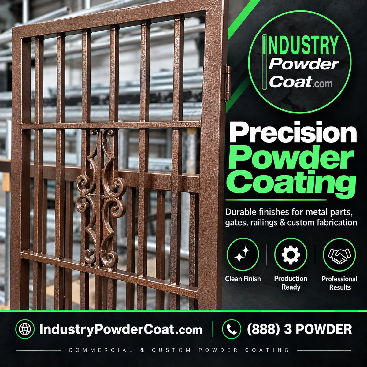 IndustryPowder's tweet photo. Newly fabricated railings finished in a rich bronze powder coat for a clean, refined look and lasting protection.

We powder coat railings, gates, furniture, and custom metalwork.

Request a quote: https://t.co/yt8E7cUDiM

#PowderCoating #MetalFabrication https://t.co/OIPDvNvIHh