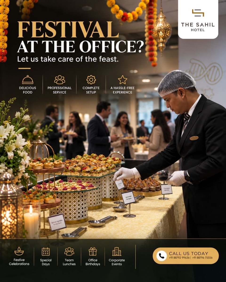 TheSahilHotel's tweet photo. Festival at the office? Let The Sahil Hotel handle the feast — festive catering, team lunches &amp; corporate events, done right. 📍 Mumbai Central. Book now: +91 88792 99636

#TheSahilHotel #MumbaiCentral https://t.co/CGZms0myZZ
