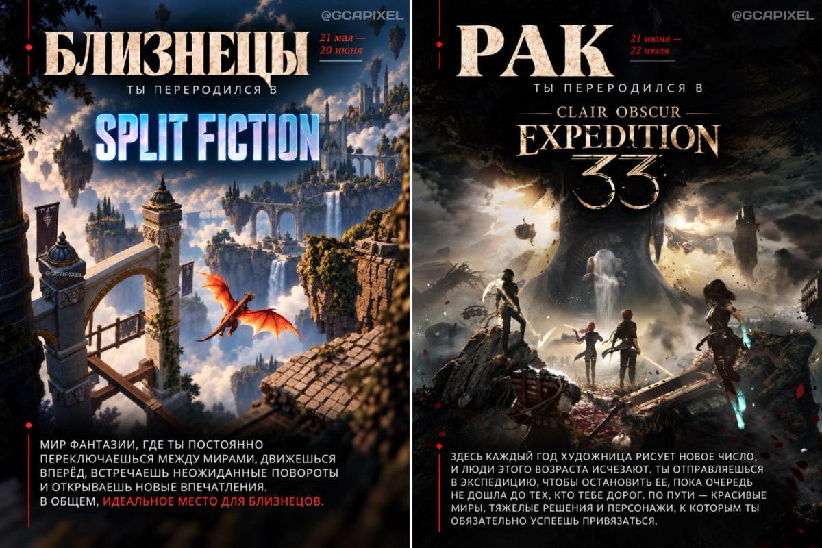 gcapixel's tweet photo. Сделали для вас гороскоп по играм. Ищите свой знак зодиака и смотрите, в какой игровой вселенной вы бы оказались.

Пишите в комменты, что у вас выпало 👀 https://t.co/x8b1VcIY5G