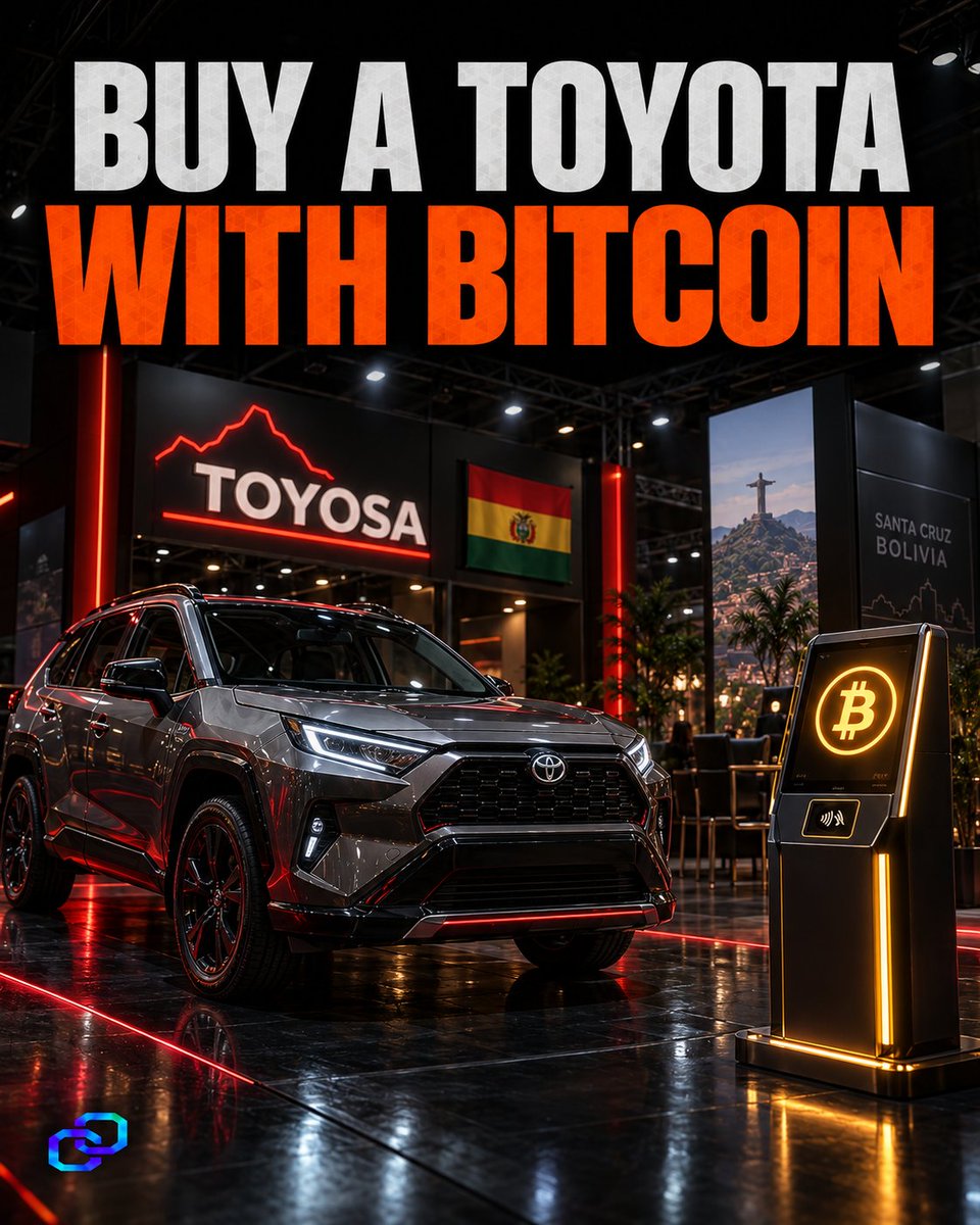 ChainReporterHQ's tweet photo. Toyosa, a Toyota distributor in Bolivia, now allows customers to pay for vehicles with Bitcoin, expanding a checkout system that already accepted USDT. https://t.co/EPuzvntWO0
