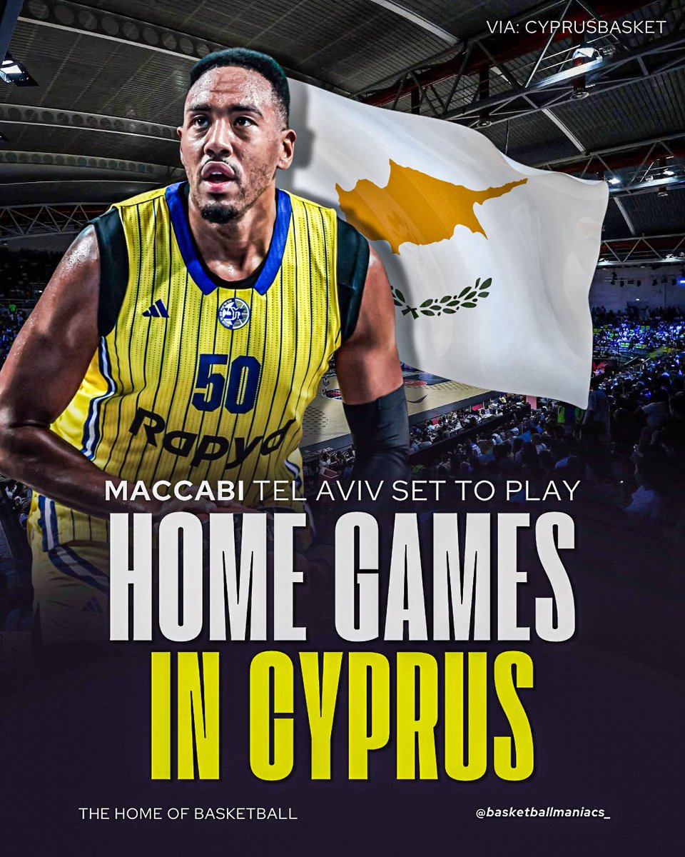 bballmaniacs_'s tweet photo. Maccabi Tel Aviv is set to play its EuroLeague home games in Cyprus👀

In a letter to the President of the Republic of Cyprus, Maccabi expressed its intention to host its home games in Cyprus. The request has been met positively by the Cypriot side✍️

More to come soon.

Via: @cyprusbasket1 

#maccabi #euroleague #paobc #olympiacosbc