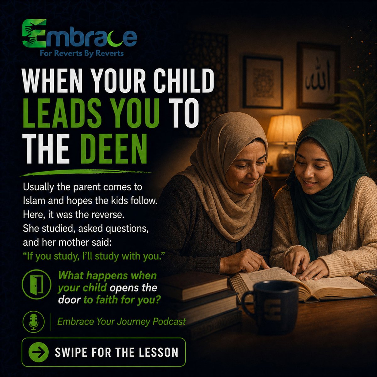 EmbraceReverts's tweet photo. WHEN YOUR CHILD LEADS YOU TO THE DEEN
Usually the parent comes to Islam and hopes the kids follow. Here, it was the reverse.
She studied, asked questions, and her mother said:
“If you study, I’ll study with you.”
🚪✨

#WhenYourChildLeadsYou #Deen #EmbraceReverts #RevertJourney https://t.co/VGbUDPyjft