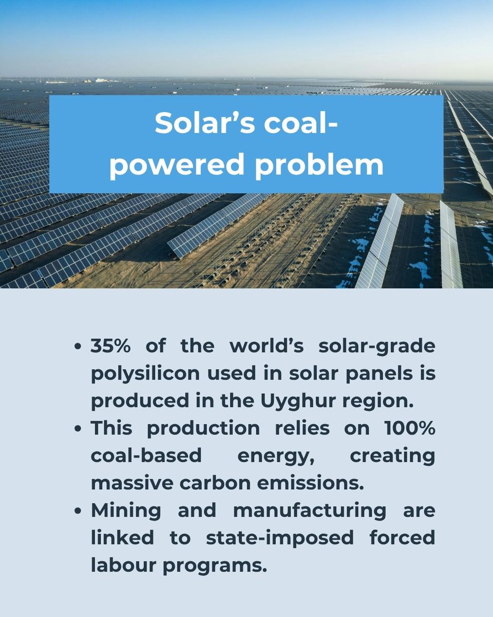 stopforcdlabour's tweet photo. A reminder to speak up about #Uyghurforcedlabour this #ClimateWeekNYC. Too many industries rely on forced labour products: solar panels, electric vehicles &amp; fashion. Companies seeking to transition to clean energy MUST also address any exposure to Uyghur forced labour. https://t.co/nwwBk8i22X