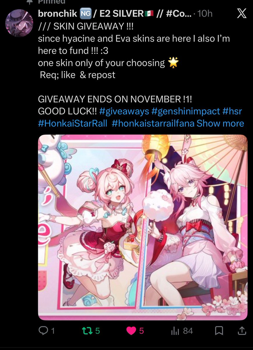 TheHopeFn's tweet photo. @javinistaa i hope i get the hyacine skin i did all that is required https://t.co/2rTPTVLSGa