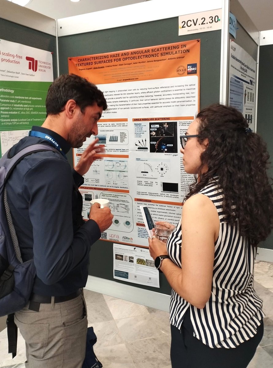 CENER_Energia's tweet photo. 🟥 #CENER´s poster at EU PVSEC 2026: “#Characterizing Haze and Angular #Scattering in Textured surfaces for #Optoelectronic Simulation/ Caracterizar el papel de la #difusiónóptica en las superficies #texturizadas para simular su comportamiento en células solares de #perovskita”. Autores #CENER, #INAMAT2 y @UNavarra
#ORAINproject @gob_na @ADItech #CHLOEproject @CienciaGob @AgEInves #FondosFEDER