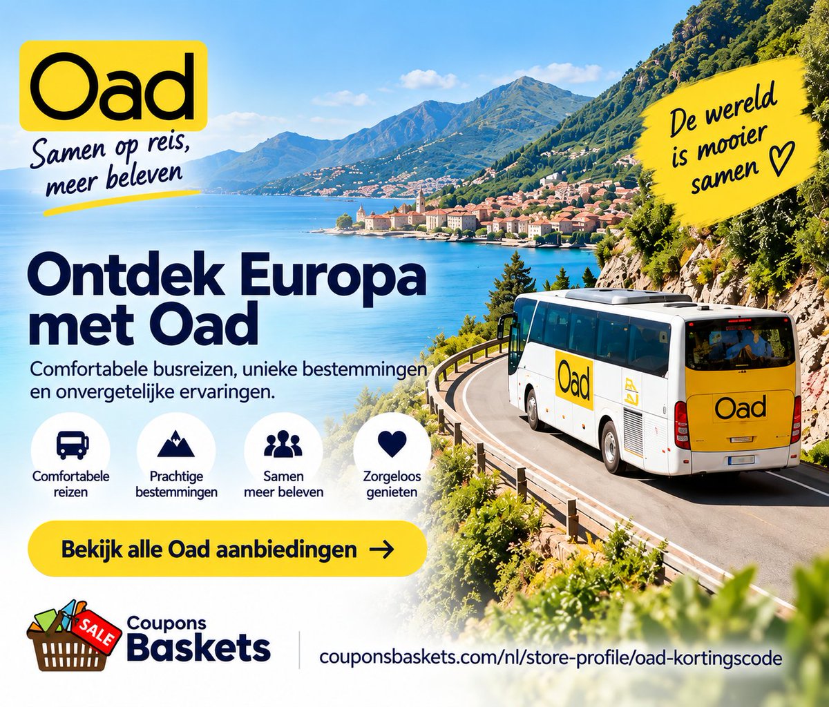 couponsbaskets's tweet photo. 🌍 Nieuwe horizonten wachten!
Ontdek Europa met Oad en profiteer van actuele kortingscodes en aanbiedingen via Coupons Baskets.
👉 https://t.co/tzR5ndaGiw
#Oad #Reizen https://t.co/4RnneTLPVk