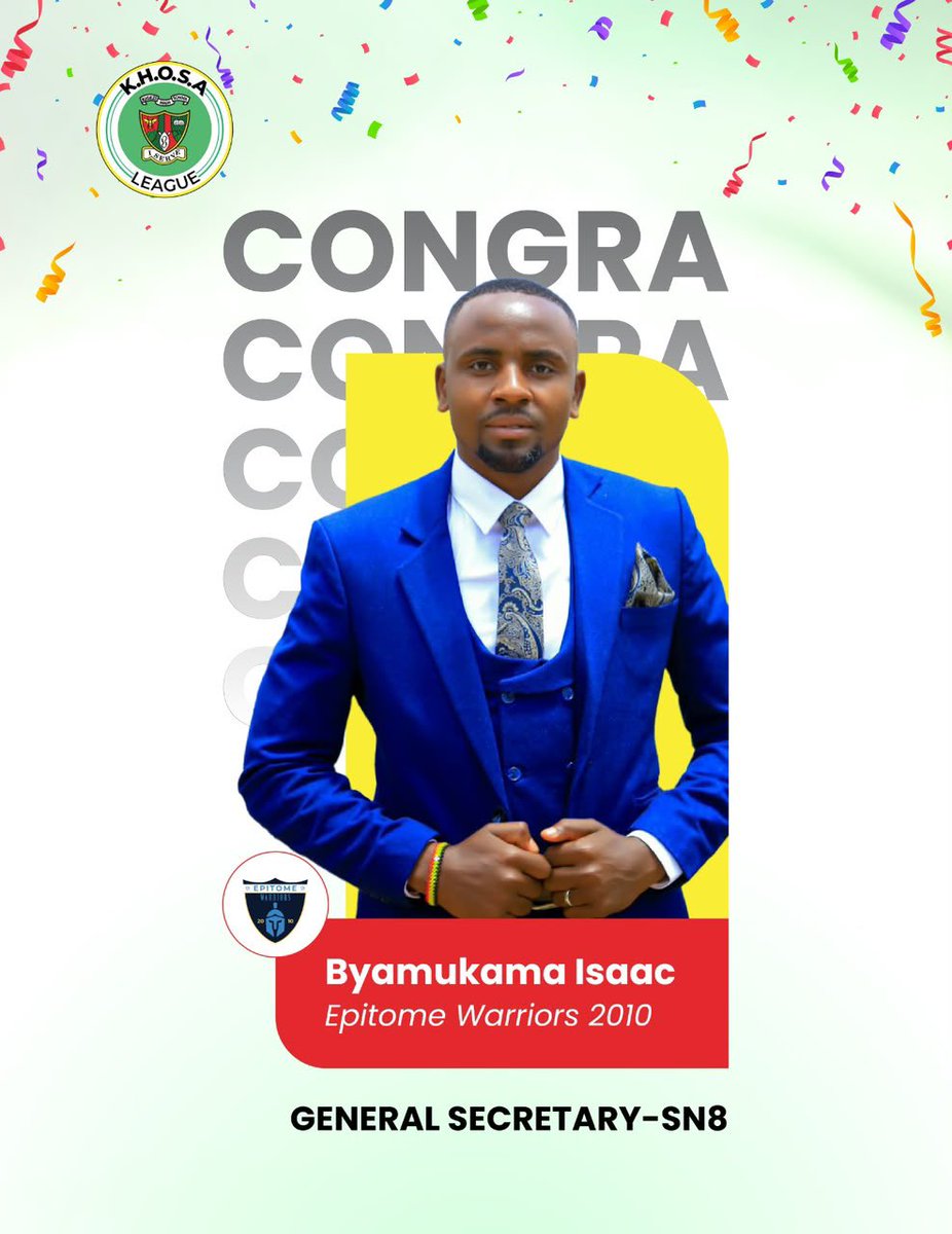 TheKhosaLeague's tweet photo. Welcoming Byamukama Isaac to the Khosa League Executive Committee as General Secretary for Season 8🫡
Wishing him a successful tenure ahead as we gear up for an unforgettable season.🤝
#KhosaleagueSN8
#Reloaded https://t.co/1ToRqGZybp