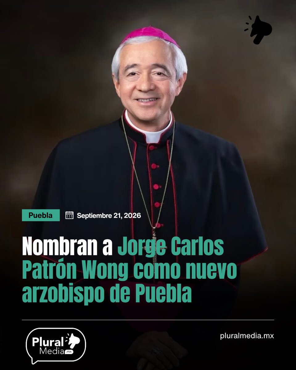 pluralmedia_mx's tweet photo. Jorge Carlos Patrón Wong será el nuevo Arzobispo de Puebla. 

Esta mañana el papa León XIV aceptó la renuncia del arzobispo Víctor Sánchez Espinosa, quien deja el gobierno pastoral de la Arquidiócesis después de más de 17 años https://t.co/BC5B7LGZSG