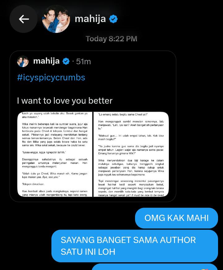 glowngyu's tweet photo. get update reminders from my favorite author xoxo thank u so much kak mahi, magawika luv 💚💜 https://t.co/ulSxB5IHgQ