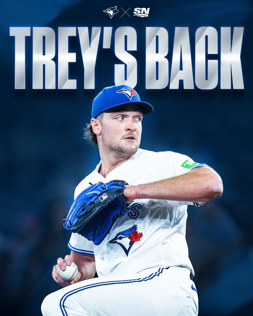 Sportsnet's tweet photo. For the first time since August 4, Trey Yesavage is back on the mound 🧊

📺: Blue Jays vs. Orioles TONIGHT at 6:30pm ET on Sportsnet https://t.co/IvcUF1Y2Eg