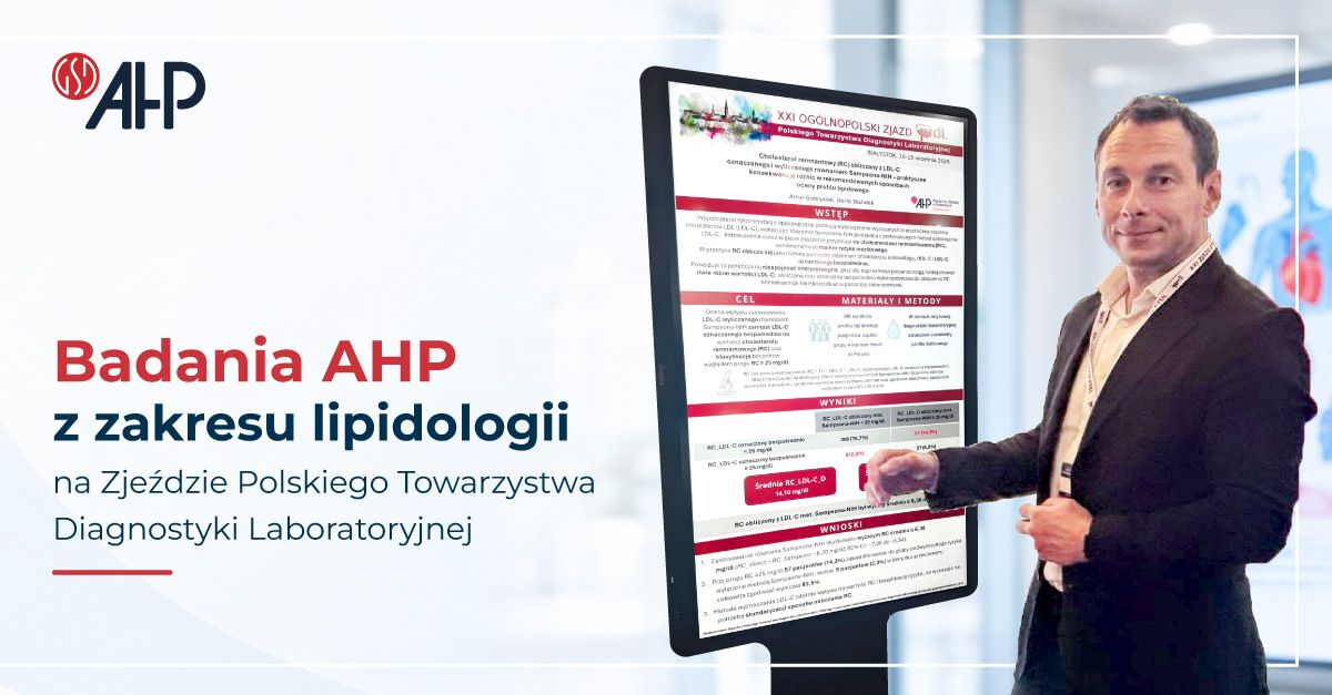 AHP_PAKS's tweet photo. Eksperci #AHP na Zjeździe Polskiego Towarzystwa Diagnostyki Laboratoryjnej. - Zaprezentowaliśmy pracę dotyczącą cholesterolu remnantowego i różnic w jego wyznaczaniu w zależności od zastosowanej metody oznaczania LDL-C - mówi Artur Gabrysiak, manager medycyny laboratoryjnej #AHP. https://t.co/vI0fHEj1mX