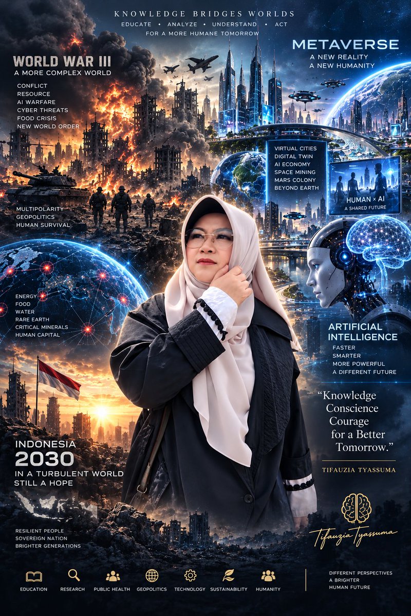 DokterTifa's tweet photo. NEGARA DI SIMPANG ZAMAN
DUNIA PECAH TERBELAH

Kita sedang hidup pada sebuah peralihan zaman.
Sebagian institusi kehilangan kepercayaan. 
Teknologi bergerak lebih cepat dari kesadaran.
Kekuasaan berubah bentuk. 
Tambang logam langka mengubah arah geopolitik 
AI mulai mengubah manusia, pekerjaan, perang, kota, bahkan cara kita memahami realitas.

Di tengah perubahan sebesar itu, perkara yang membawa saya ke ruang pengadilan mungkin pada akhirnya hanyalah sebuah pintu kecil.

Saya masuk melalui pertanyaan sederhana: Di manakah kebenaran?

Tetapi semakin jauh perjalanan ini, pertanyaannya menjadi semakin besar:

Indonesia sedang bergerak ke mana?
Apakah mengikuti laju perubahan dunia, atau berlawanan arah? 

Saya tidak tahu seluruh jawabannya.
Saya juga tidak mengaku mampu melihat seluruh gambaran masa depan.

Tetapi saya memilih untuk mencarinya. Membaca arahnya. Memprediksi pergerakannya. 

Dengan ilmu.
Dengan bukti.
Dengan keberanian bertanya.

Dan dengan kesadaran bahwa di atas seluruh pengetahuan manusia, selalu ada Allah Yang Maha Mengetahui.

Barangkali tugas sebuah generasi bukan mengetahui persis bagaimana masa depan akan terjadi.

Tugasnya adalah memastikan bahwa ketika masa depan itu datang, bangsanya masih mempunyai akal untuk berpikir, keberanian untuk bertanya, dan jiwa untuk menentukan jalannya sendiri.

Maka perjalanan ini tidak berhenti pada satu ijazah.
Tidak berhenti pada satu orang.
Bahkan tidak berhenti pada satu rezim.

Kita sedang membaca sebuah zaman. Bahkan menetapinya. Menjalaninya tanpa sadar sedang jadi apa kehidupan ini. 

Dan mungkin, tanpa banyak suara dan tanpa perlu menobatkan siapa pun sebagai penyelamat, dari pencarian panjang itulah fajar sebuah zaman baru perlahan-lahan mulai terlihat.

Yang harus diawali dengan kekacauan di segala dimensi.
