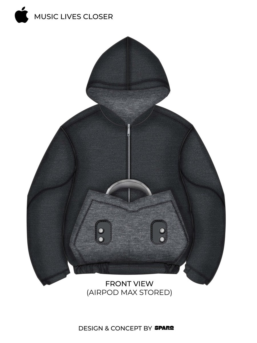 sirmuelsparq's tweet photo. If @Apple made a hoodie that replaced the AirPods Max case. https://t.co/tWbOl9LoFS