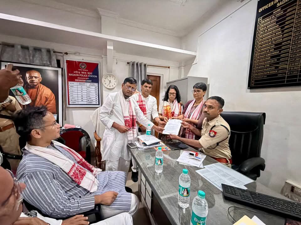 INCAssam's tweet photo. Bhupesh Baghel ji, Gaurav Gogoi ji, Rakibul Hussain ji, Wazed Ali Choudhury ji, Manoj Chauhan ji, Sibamoni Bora ji , Mira Borthakur ji and other Congress leaders visited Nagaon Sadar Police Station, the offices of the Nagaon DC & SSP to submit written complaints over the violent attack on our election campaign convoy.

Elections are a festival of democracy. Democratic campaigning and the right to express one’s views cannot be obstructed through violence, fear or intimidation.

We demand an impartial investigation and strict action under the law against all those responsible.

To protect democracy, we will stand together against fear, intimidation and violence.