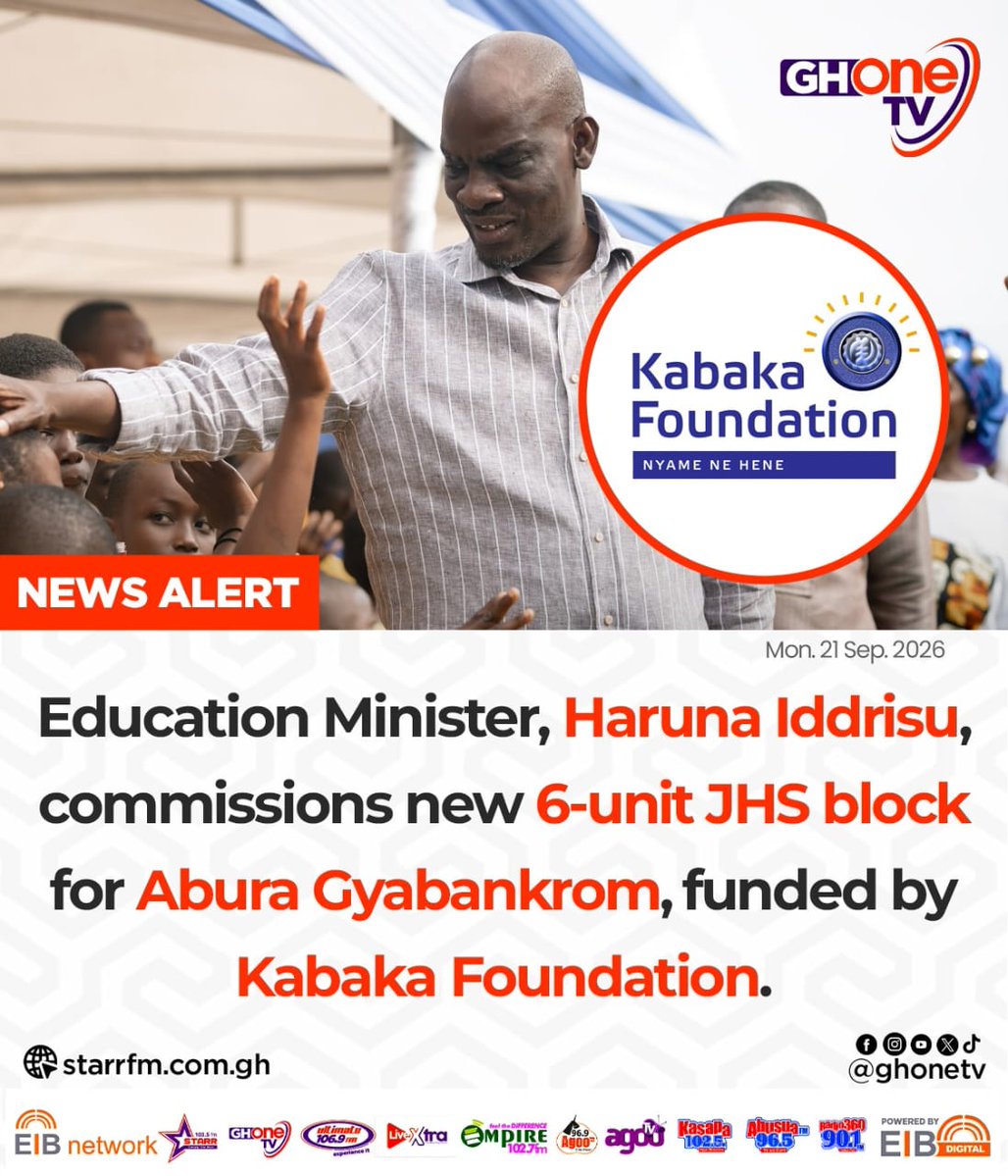 starr1035fm's tweet photo. Education Minister, Haruna Iddrisu, commissions new 6-unit JHS block for Abura Gyabankrom, ​funded by Kabaka Foundation...

#EIBNetwork #StarrFM
#GHOneNews #NewsAlert https://t.co/jdtWT8V6QD