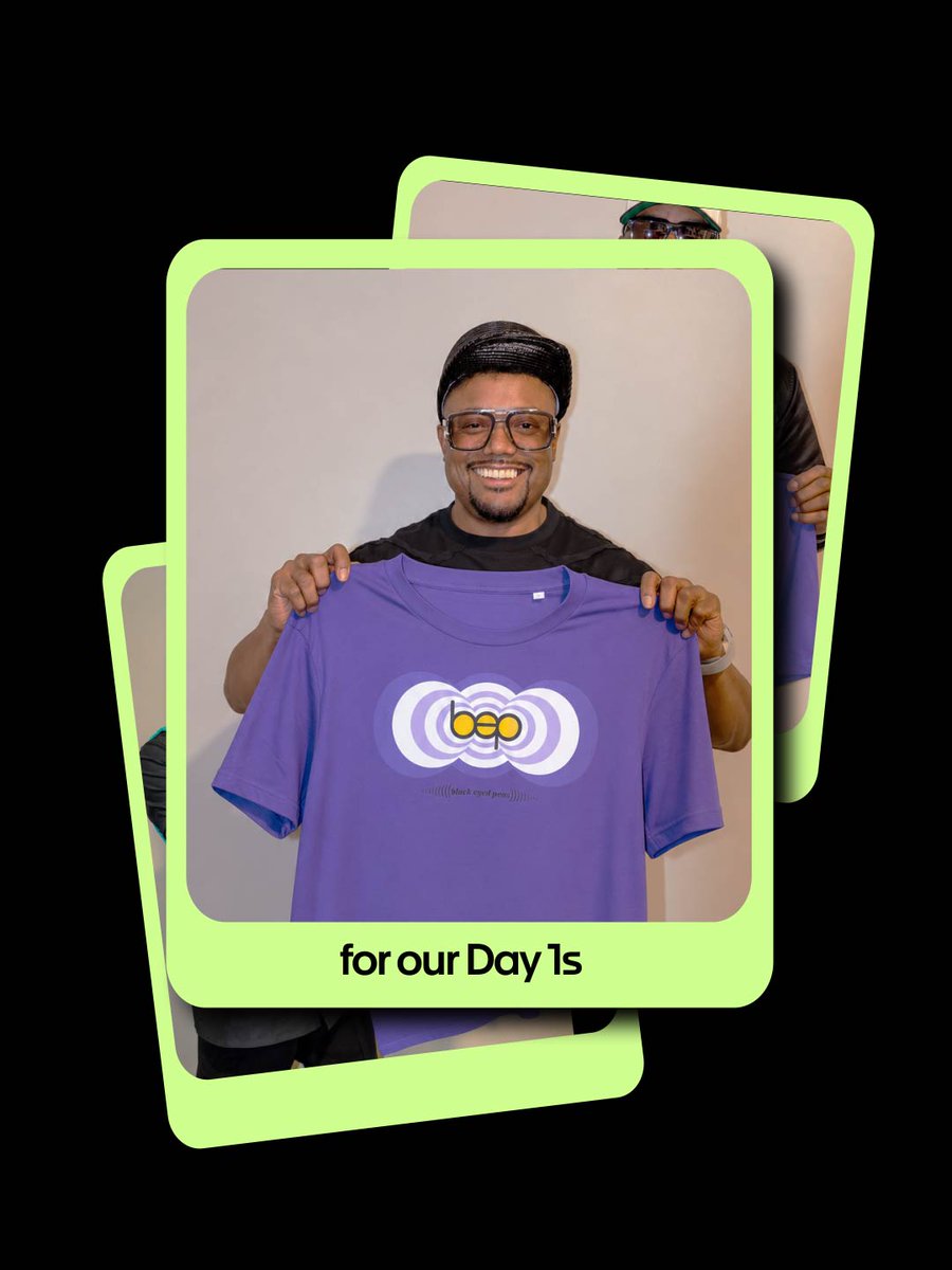 bep's tweet photo. THIS ONE’S FOR OUR DAY 1s 🖤  
To everyone who’s been rocking with us through every era, every song and every memory, thank you for all the love along the way.  Submit your BEP memories. Unlock the OG Tee on @firstfanapp https://t.co/zrwwbL2J34 https://t.co/lUe3pTMwcB