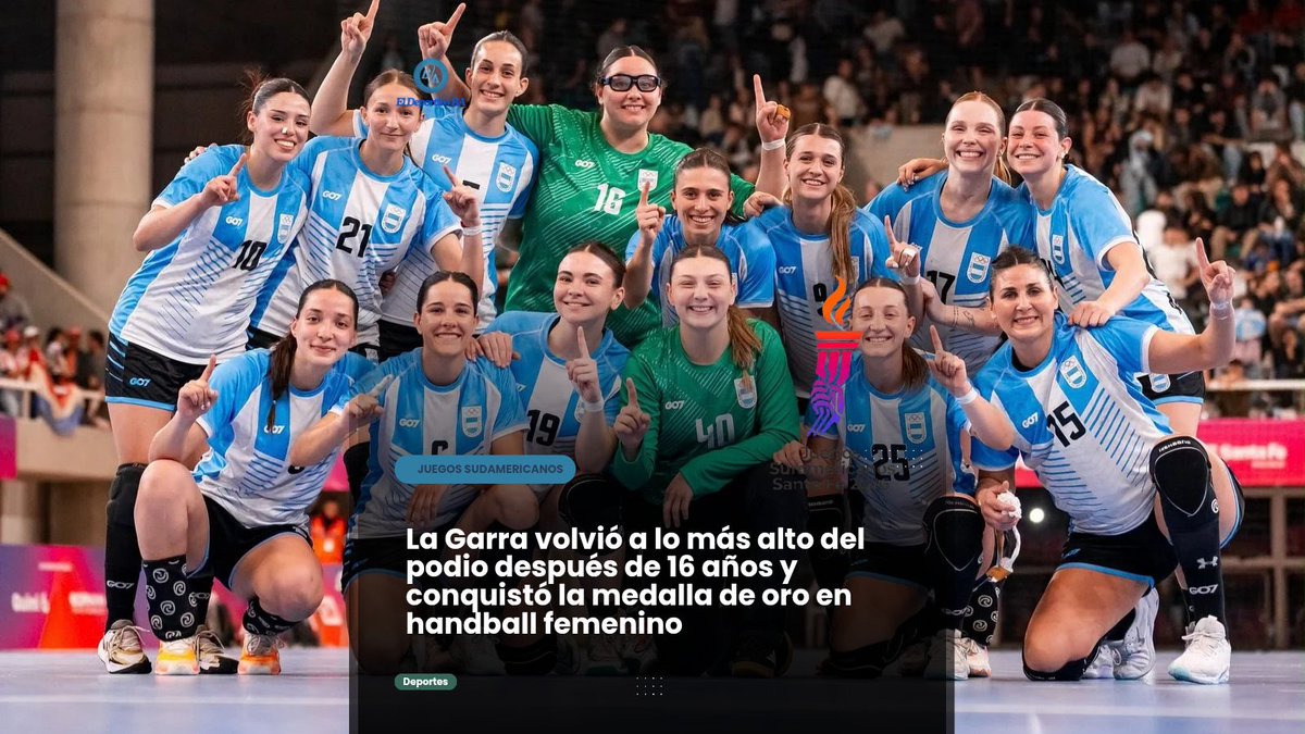 DeportivoBA's tweet photo. ARGENTINA SIGUE SUMANDO EN SANTA FE 2026

La Garra ganó el oro en handball femenino. La gimnasia en trampolín aportó dos platas y la rítmica, dos bronces: Agostina Vargas en aro y Celeste D’Arcángelo en pelota, quien consiguió su segunda medalla. https://t.co/aFo5LCWcTO