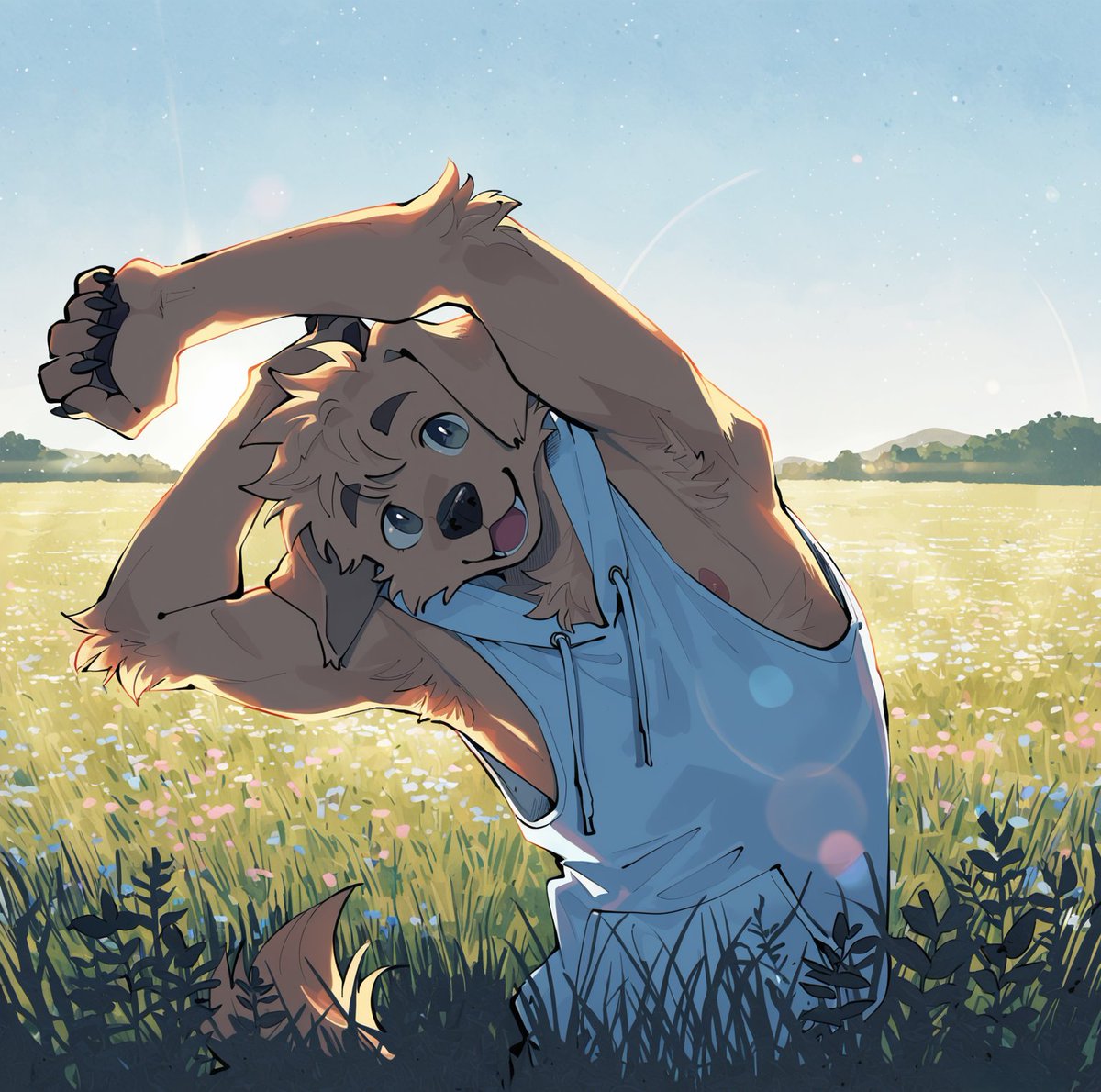 MphCeno's tweet photo. Morning sun, endless field, and a great stretch. What are you tackling today?
#furryart  #AIart️️️️️️️️️️️️️️️️️️️️️️️️️️️️️️️️️️️️️️️️️️️️️️️️️️️ #furryㅤㅤㅤ https://t.co/JLmVrYrhP7