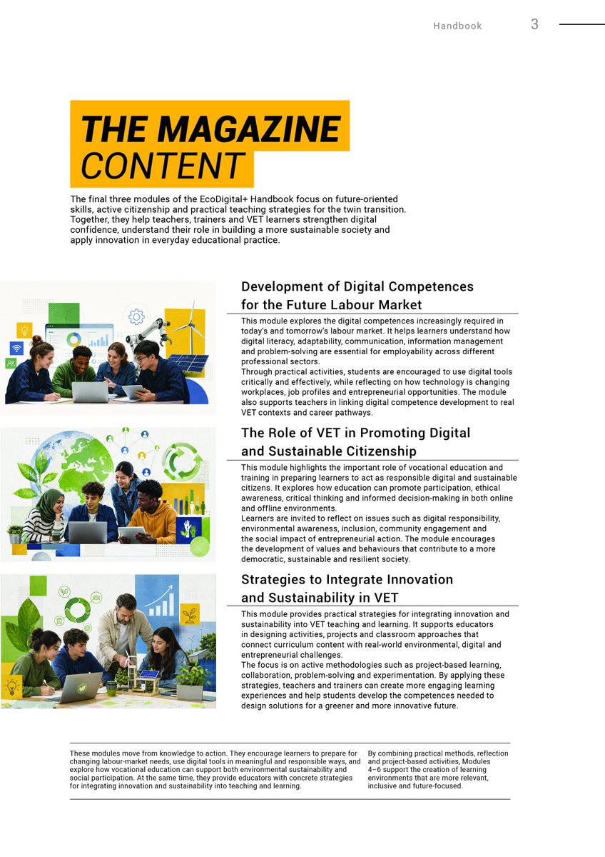 Ecodigital2527's tweet photo. Discover the EcoDigital+ Manual and explore practical ideas, tools and strategies for a greener, more digital and entrepreneurial VET. Read the full manual and get inspired!

#EcoDigitalPlus #ErasmusPlus #VET #TwinTransition #SustainableEducation https://t.co/DXCwl52zUj