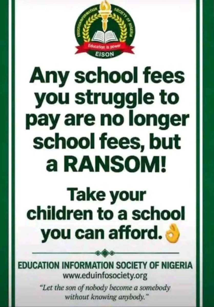 OnyeomaMandela's tweet photo. As school resumes, parents should remember that giving children a good education does not mean choosing the most expensive school. Choose a school you can comfortably afford without borrowing heavily, struggling to pay bills, or sacrificing your family’s basic needs. 

Children need a supportive home, proper care, good values, and quality education; not unnecessary pressure on their parents. Don’t compare your child’s school with your neighbor’s. Every family has different circumstances and priorities. 

Plan your school expenses wisely, live within your means, and avoid financial stress just to impress others. A modest, affordable school can still provide your child with a bright future.