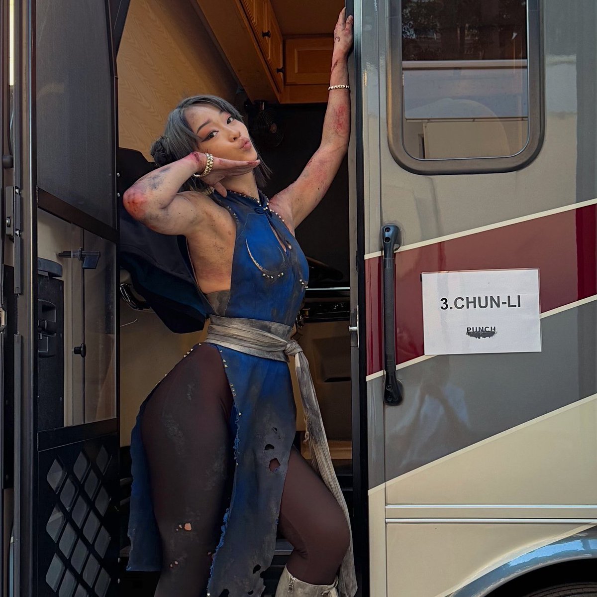 InternetH0F's tweet photo. Callina Liang as Chun-Li on the 'Street Fighter' movie set

"I don't have time to photoshop" https://t.co/iG5dGpv5oT