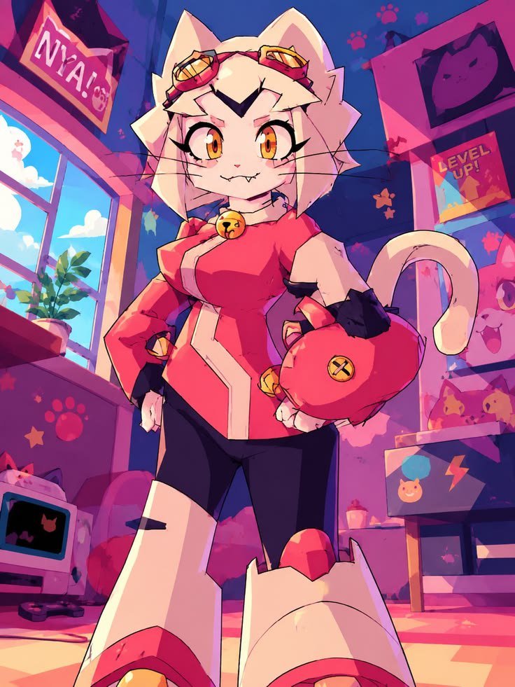 KitInChaos's tweet photo. Ready to LEVEL UP 🐾 Nya! dynamic vibes and total main character energy ........ 
Artby @G2_Anima
#GamoverseFanArt #Kitbodega #Gamoverse https://t.co/ahJzQkaYlG