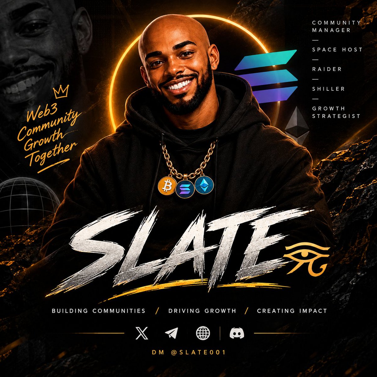 slatehama123's tweet photo. GM Devs &amp; Founders 
𝐈'𝐦 𝑺𝑳𝑨𝑻𝑬 𓂀  Community Manager, Space Host,Raider, Shiller &amp; Growth Strategist.

I help Web3 projects build stronger communities, increase engagement, grow on X, and stay active.

Professional. Consistent. Results driven
DM: https://t.co/H3mVpgUIQL✍️💼 https://t.co/899ggmVwu9