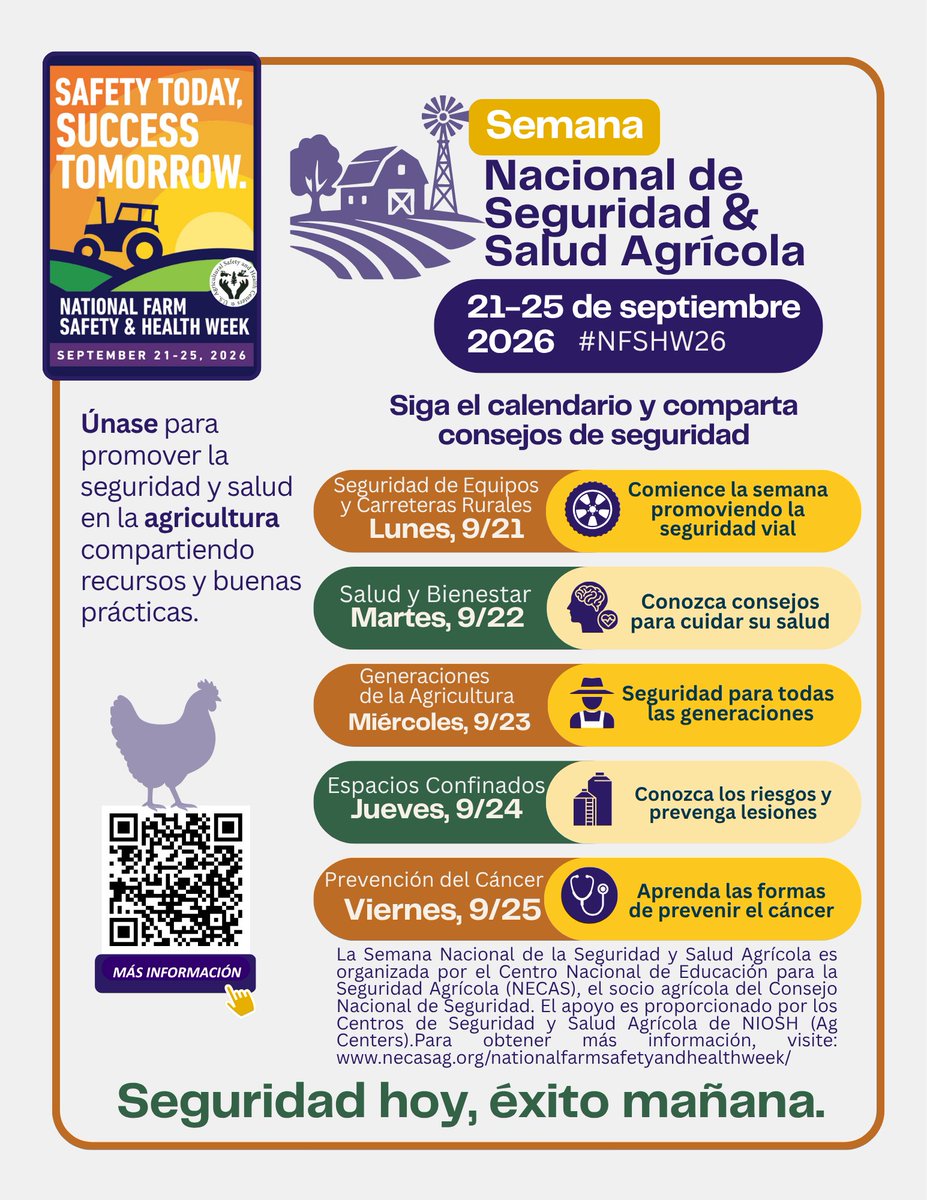 PNASHCenter's tweet photo. 🚜 ¡La Semana Nacional de la Seguridad y Salud Agrícola está aquí! 

🔗 Visite nuestro sitio web para obtener más información: https://t.co/bG90QXAGyf

#SeguridadAgrícola#NFSHW26#NECASAG#USAgCenters https://t.co/ErM5VsdGq5