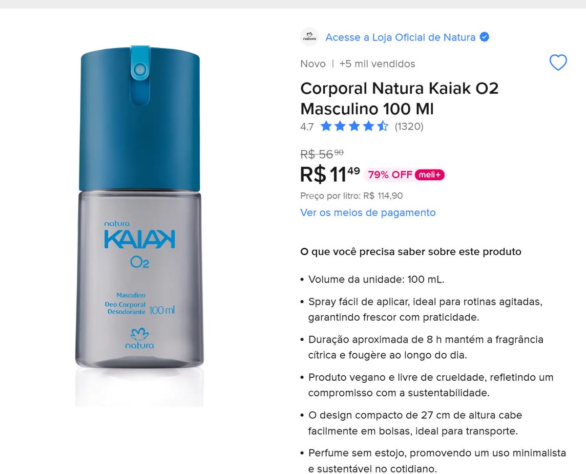 EconoMisterPRO's tweet photo. Corporal Natura Kaiak O2 Masculino 100 Ml - R$ 11,49 
https://t.co/zfkGC7nUSy

Refil Hidratante Corporal Natura Essencial Exclusivo 200g - R$ 22,76
https://t.co/zfkGC7nUSy

-Loja oficial no Mercado Livre

anúncio https://t.co/TrTS2cwuL2
