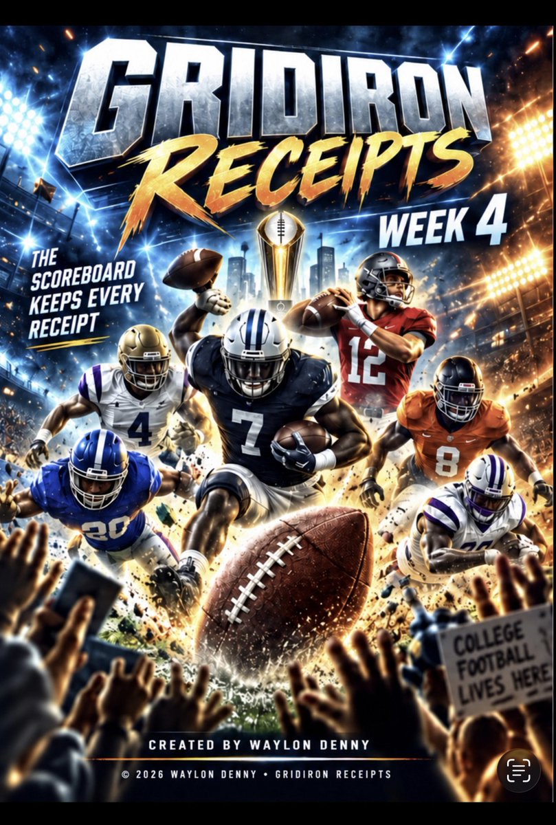 walesd16's tweet photo. 🔥 GRIDIRON RECEIPTS: Week 3 Chaos, Week 4 Smoke 🏈
Rankings, stars, chaos &amp; upset picks. Every score leaves a receipt.
@EmmanuelAcho
#CollegeFootball #CFB #NCAAFootball #APTop25 #CFBPlayoff #Heisman #SEC #BigTen #Big12 #ACC #UpsetAlert #CollegeFootballPicks #GridironReceipts https://t.co/J52060rnWF