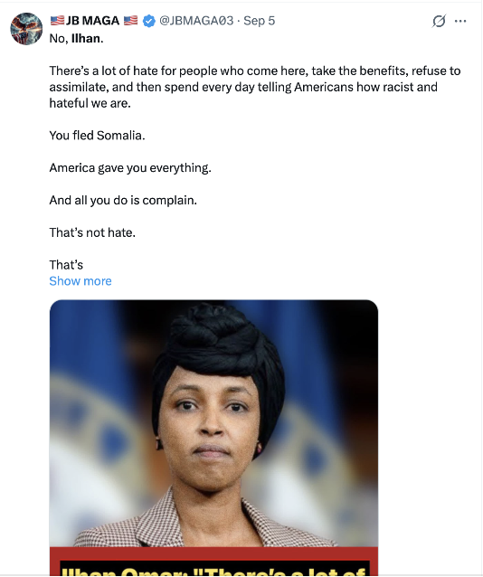Kabukimanned's tweet photo. @JBMAGA03 ur so racist brainwashed n demented...
#CONSPIRACY #OBSESSION #HATE #DIVIDE #DISTRACTION #SLANDER #INDOCTRINATION #RHETORIC #trumpsTalkingPiece #sheep #groupie https://t.co/fYjVNGk7DA